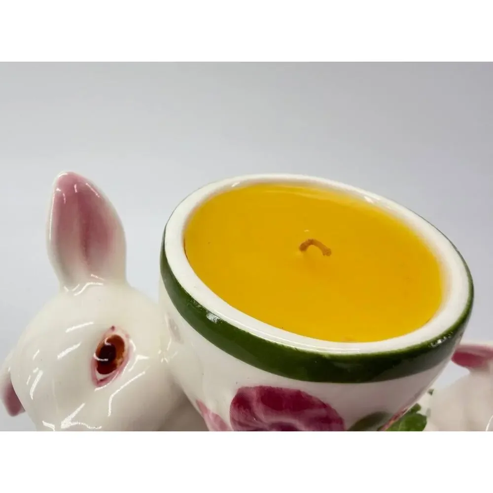 Vintage Avon Easter Bunny Candle Holder Trinket Box Brazil 1981 1982 Set
